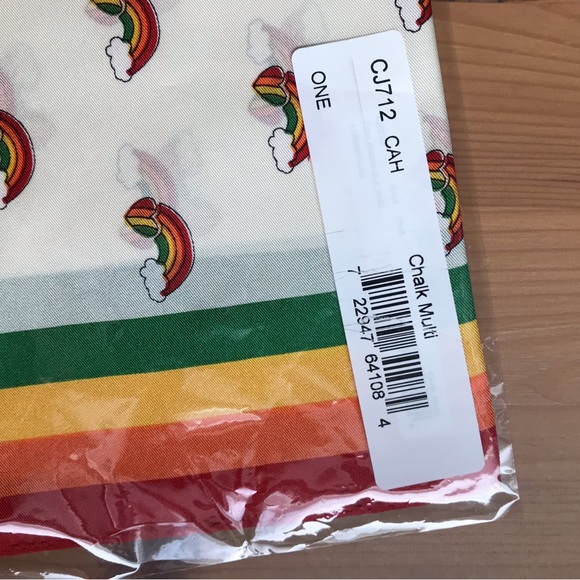 🌈 Coach Rainbow Print Silk Bandana - Picture 4 of 4